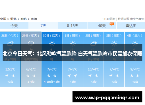 北京今日天气：北风劲吹气温骤降 白天气温骤冷市民需加衣保暖